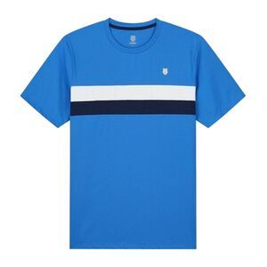 K-Swiss Mens Stripe Crew Neck Regular T-Shirt / French Blue